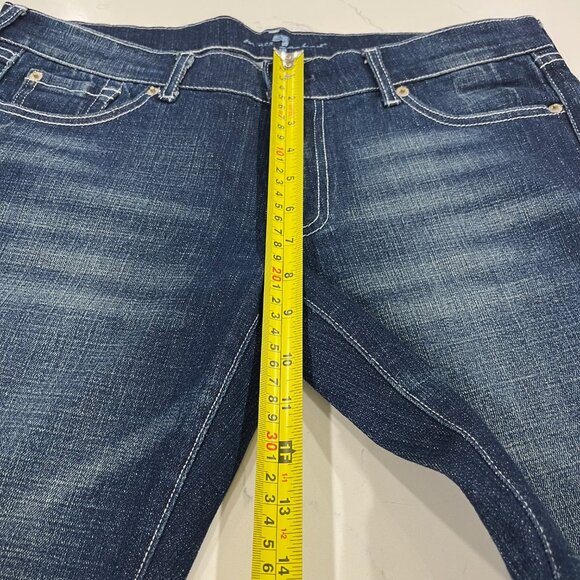 7 FOR ALL MANKIND Y2K Low Rise Embroidered Skull Pocket Boot Cut Jeans Sz 30 EUC - Picture 10 of 12